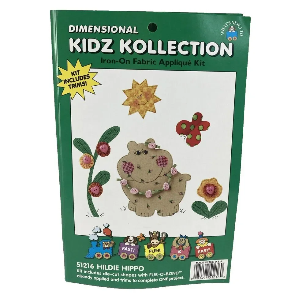 Vtg 3x Dimensional Kidz Kollection‎ Iron-On Fabric Applique Lion Hippo Elephant